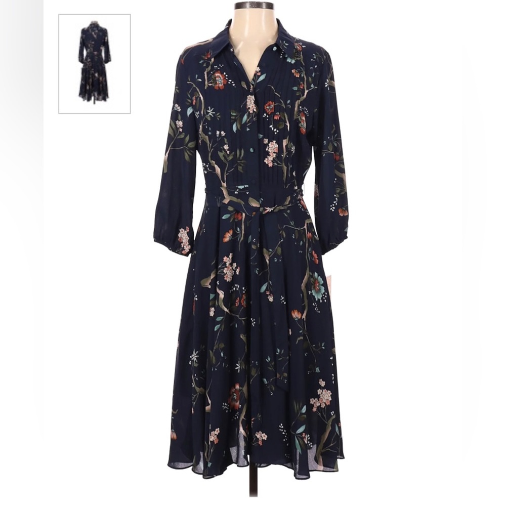 Nanette Lepore Floral Midi Dress - Navy and Multicolor
